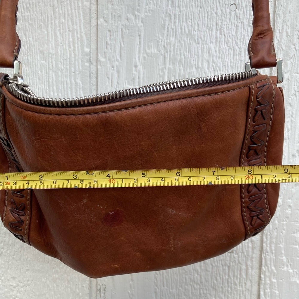 Vintage Michael Kors Brown Braided Leather Logo Unique Handbag Purse - Picture 5 of 7